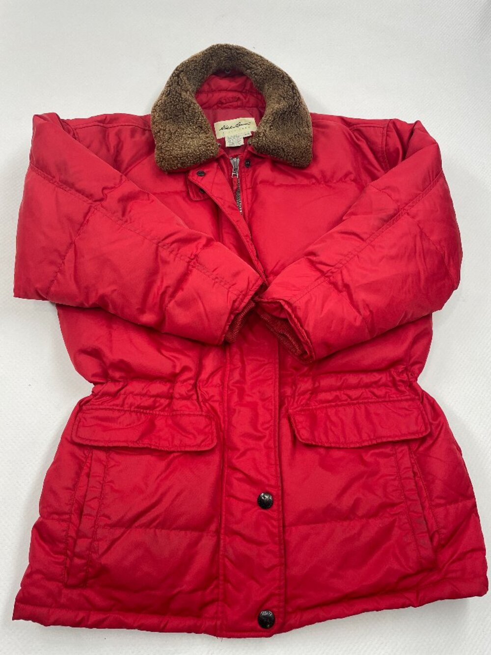 EDDIE BAUER Goose Down Puffer Mouton Fur Collar Vintage Parka Jacket Women's M